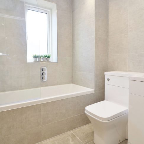 Beige and white bathroom